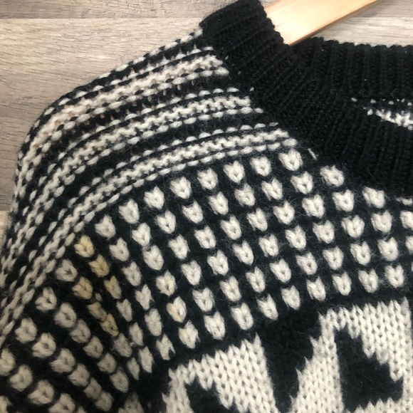 Vintage Britches Black and White Geometric Wool Knit Crewneck Sweater Large - Picture 5 of 11